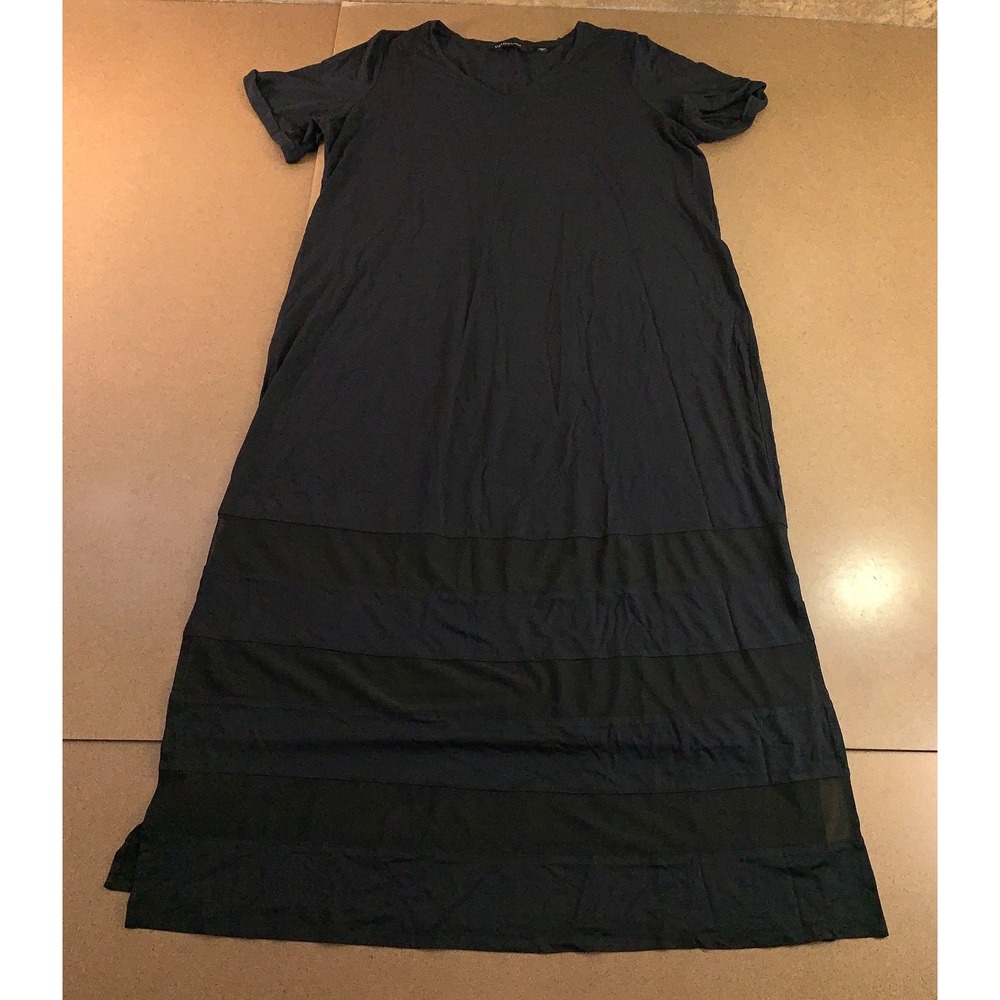 Colleen Lopez Womens Size 1X Black EveryWear Mesh Insert Maxi Dress New